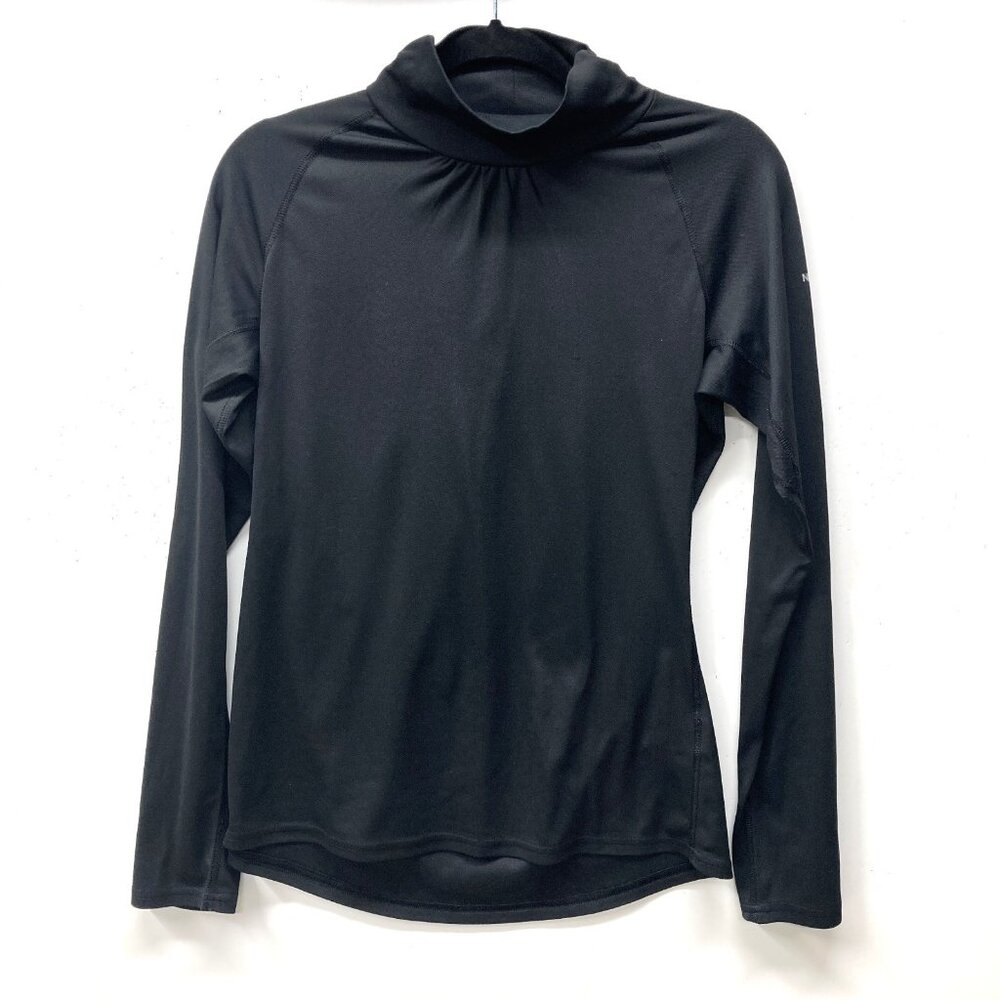 North Face‎ Women's Base Layer, Size Large, Black High Ruched Neck Long Sleeve
